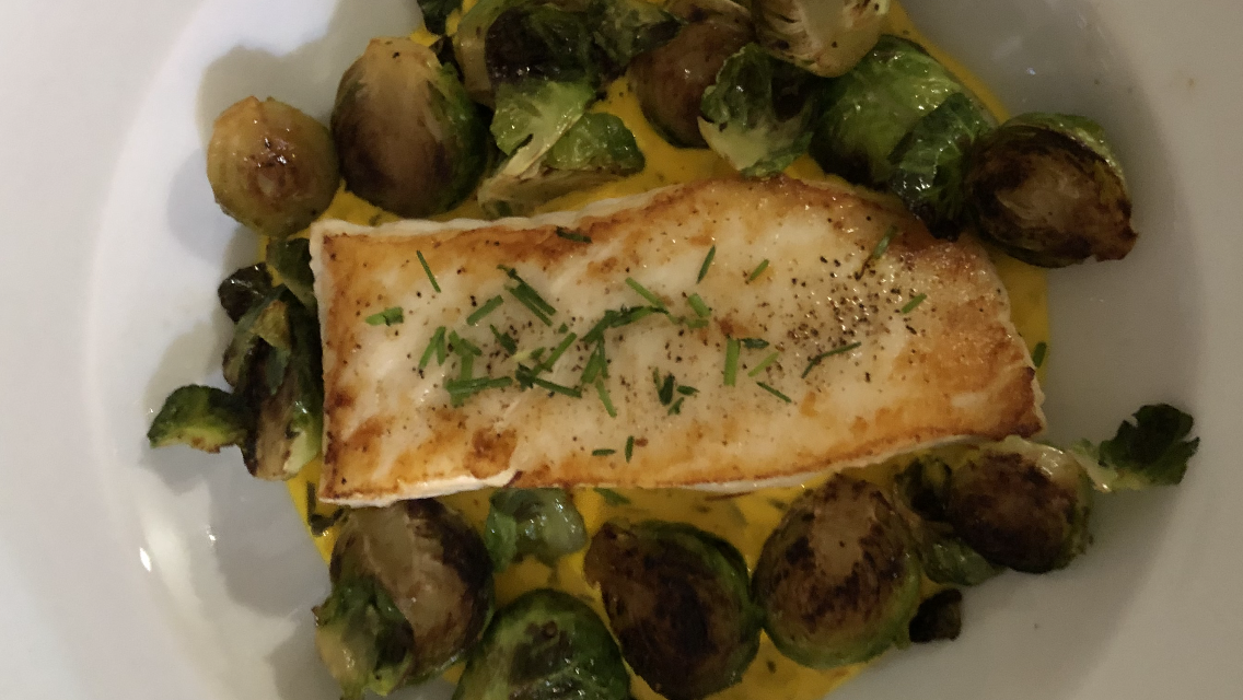 Pan Seared Halibut with Saffron Cream Sauce